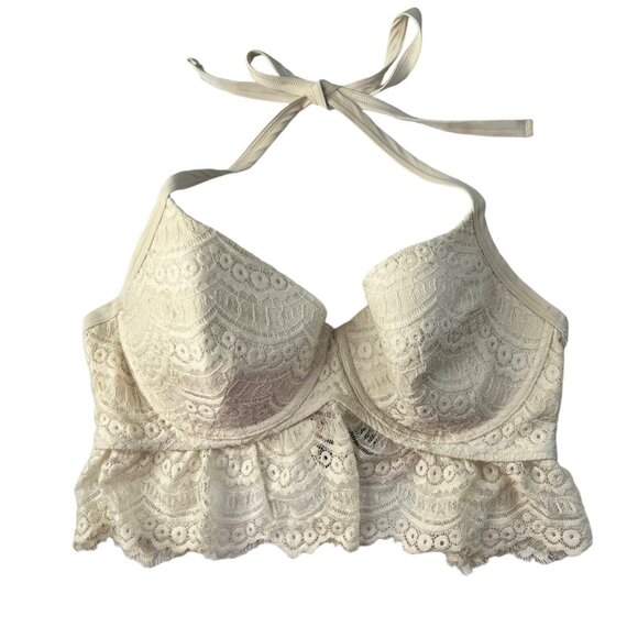 Smart and Sexy Halter Top Womens Cream Size 40D Lace Summer - Picture 1 of 8